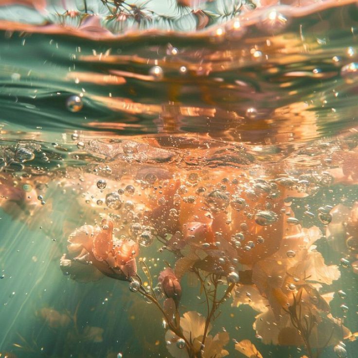 Soft underwater bloom of light and color diffused through still water